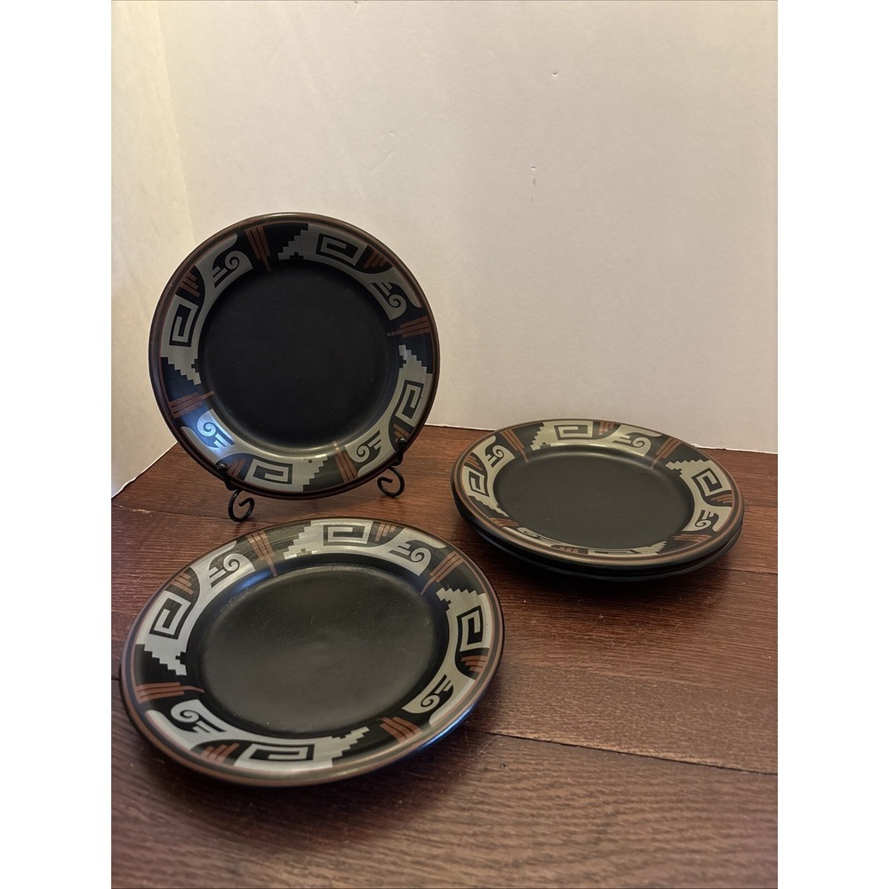 Rare Gibson Design Gabbay 4 Piece 8" Salad Plates  Navajo Nights Pattern‎